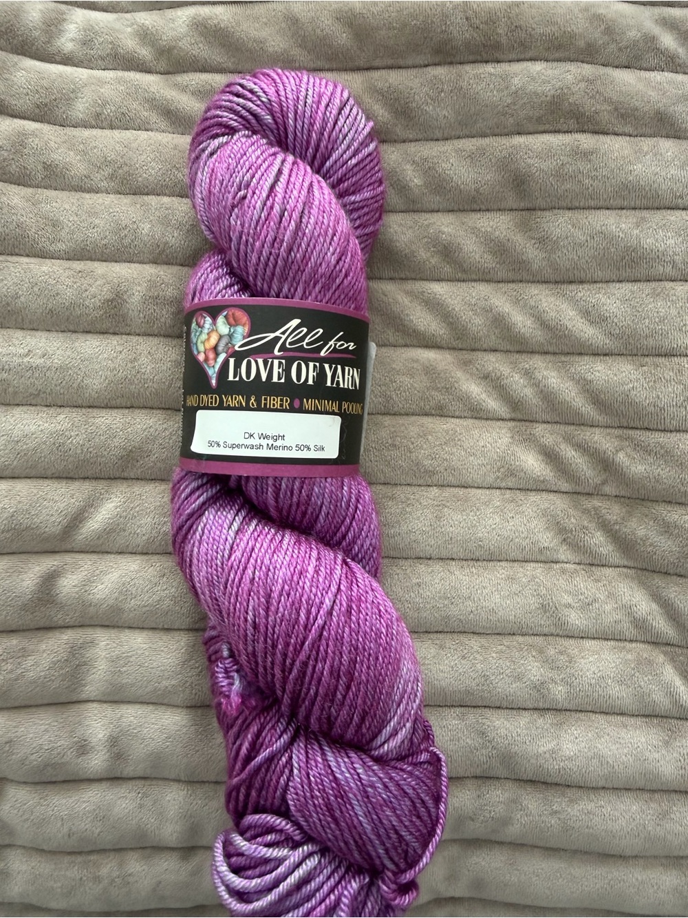 All For Love of Yarn DK Weight Superwash Merino & Silk Yarn - Purple